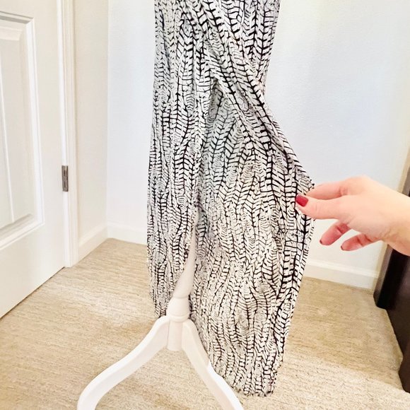 Raya Sun Resort Beachwear Vine Print Wide Leg Open Leg Wrap Cropped Rayon Pant - Picture 9 of 11